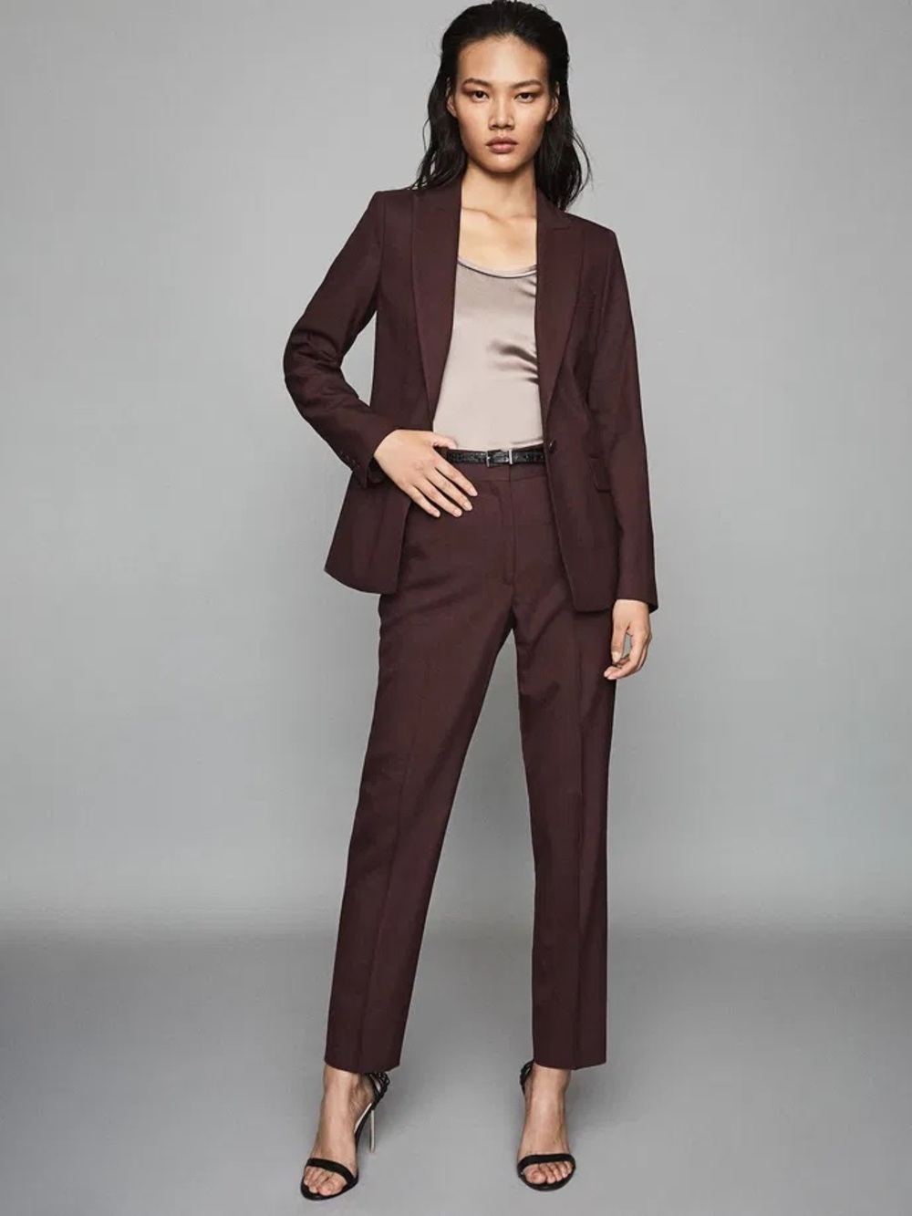 REISS Maroon Lissia Jacket and Trouser Suit BOTH SIZE 8